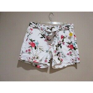 NWT Liz Claiborne Short Women Floral Sz 10 White MSRP $37.00 Tropical Safari